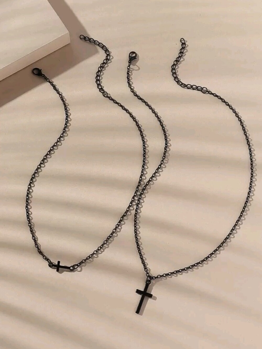 Black Cross Pendant Chain Necklace - Men's Accessory